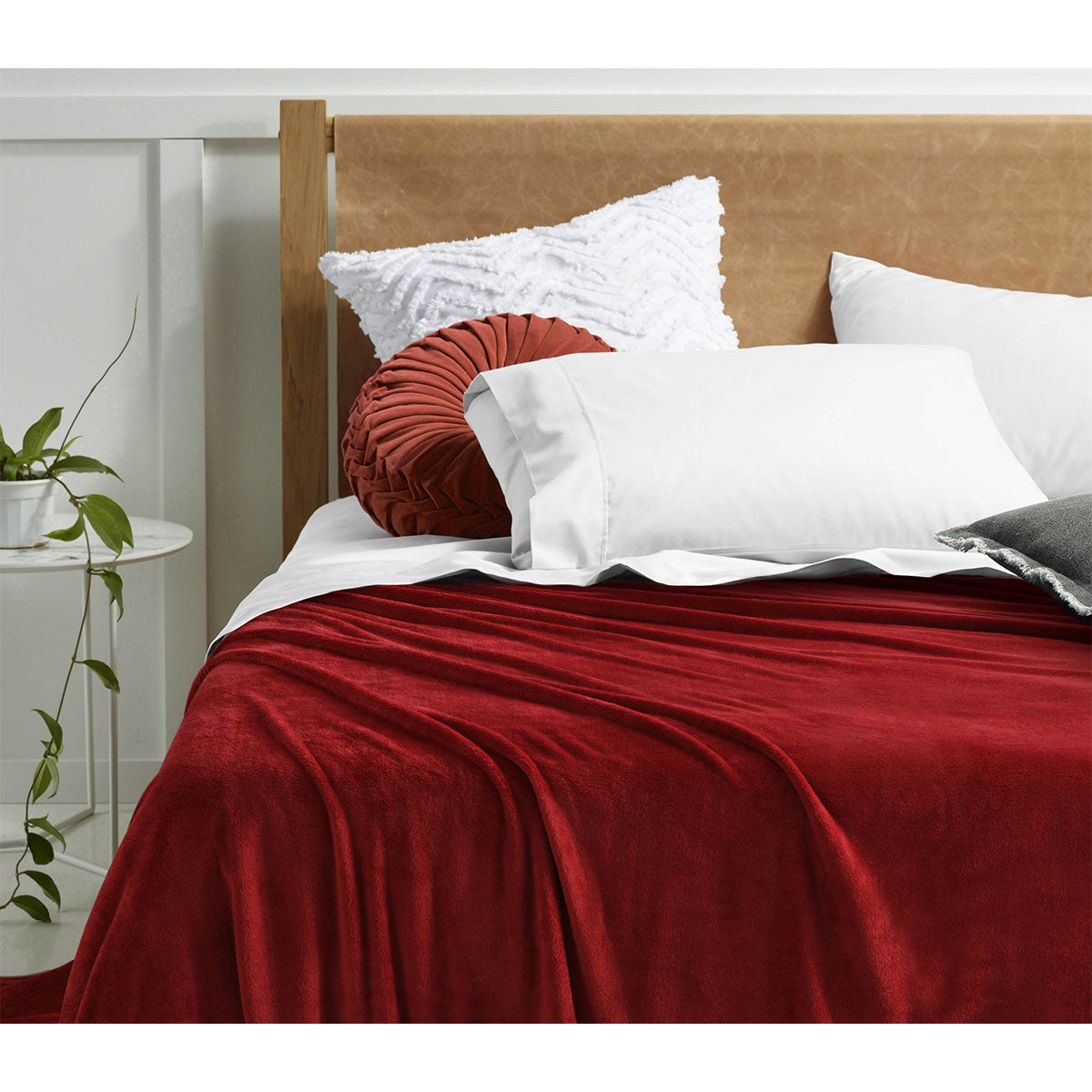 Accessorize Rouge Super Soft Blanket in elegant solid color, perfect for Queen or King beds, showcasing its plush texture and generous size.