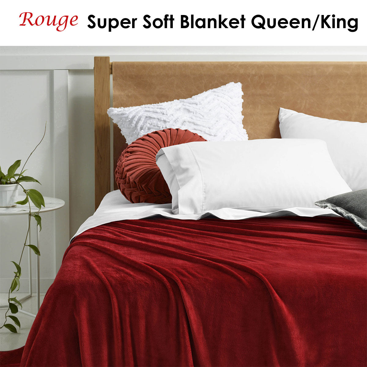 Accessorize Rouge Super Soft Blanket in elegant solid color, perfect for Queen or King beds, showcasing its plush texture and generous size.