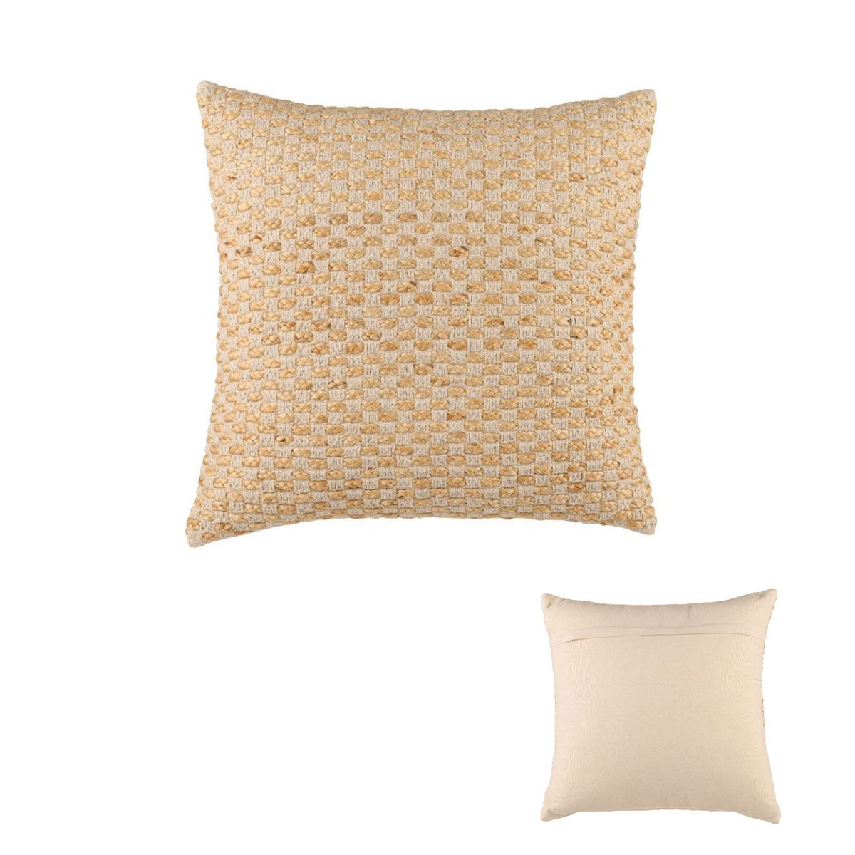 Accessorize Tami Cotton/Jute Square Filled Cushion in natural color, featuring a textured design, perfect for home decor.