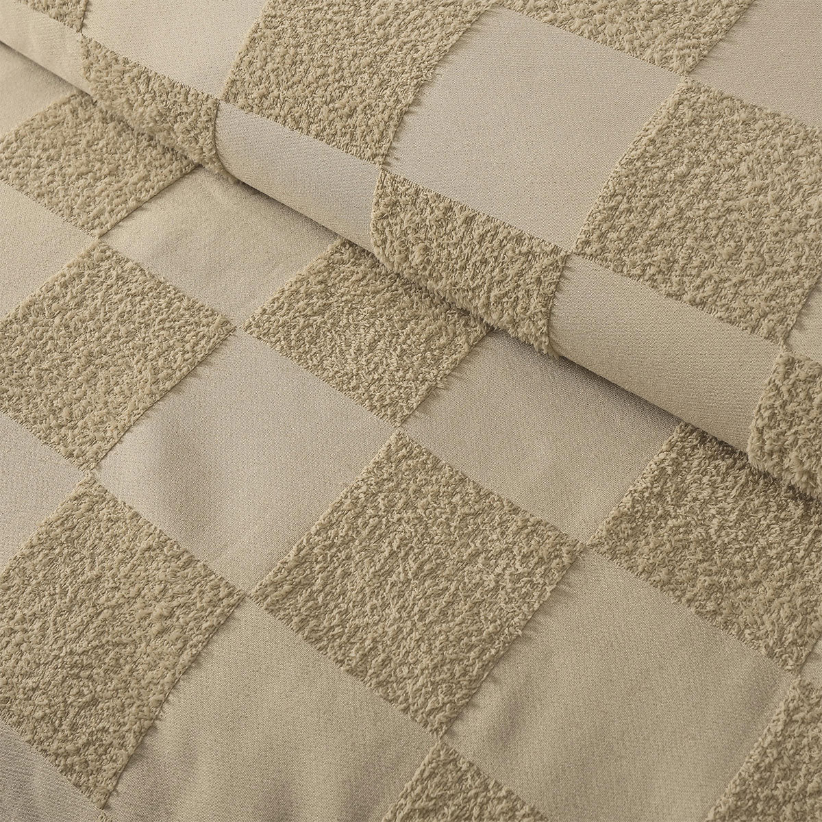 Accessorize Tipo Safari Chenille Quilt Cover Set featuring a textured grid pattern in soft polyester and cotton, ideal for single beds.