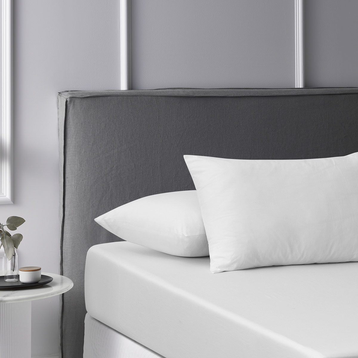 Accessorize White Washed Cotton Fitted Sheet Set King displayed on a bed, showcasing its soft texture and elegant design.