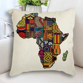 African Map Art Cushion Case showcasing vibrant colors and intricate design, perfect for home decor.