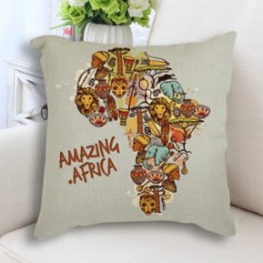 African Map Art Cushion Case showcasing vibrant colors and intricate design, perfect for home decor.