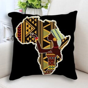 African Map Art Cushion Case showcasing vibrant colors and intricate design, perfect for home decor.