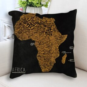 African Map Art Cushion Case showcasing vibrant colors and intricate design, perfect for home decor.