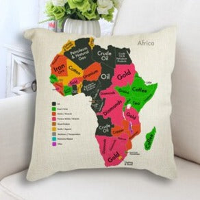 African Map Art Cushion Case showcasing vibrant colors and intricate design, perfect for home decor.