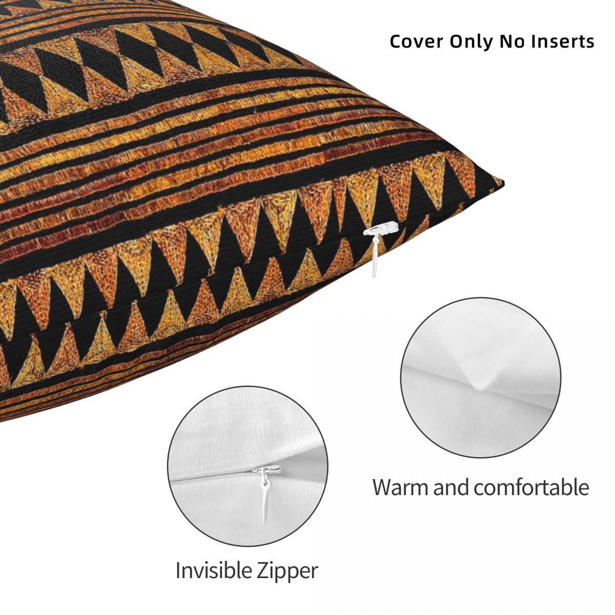 African Mud Cloth Print Cushion Cover featuring traditional geometric designs in a soft polyester fabric, perfect for home decor.