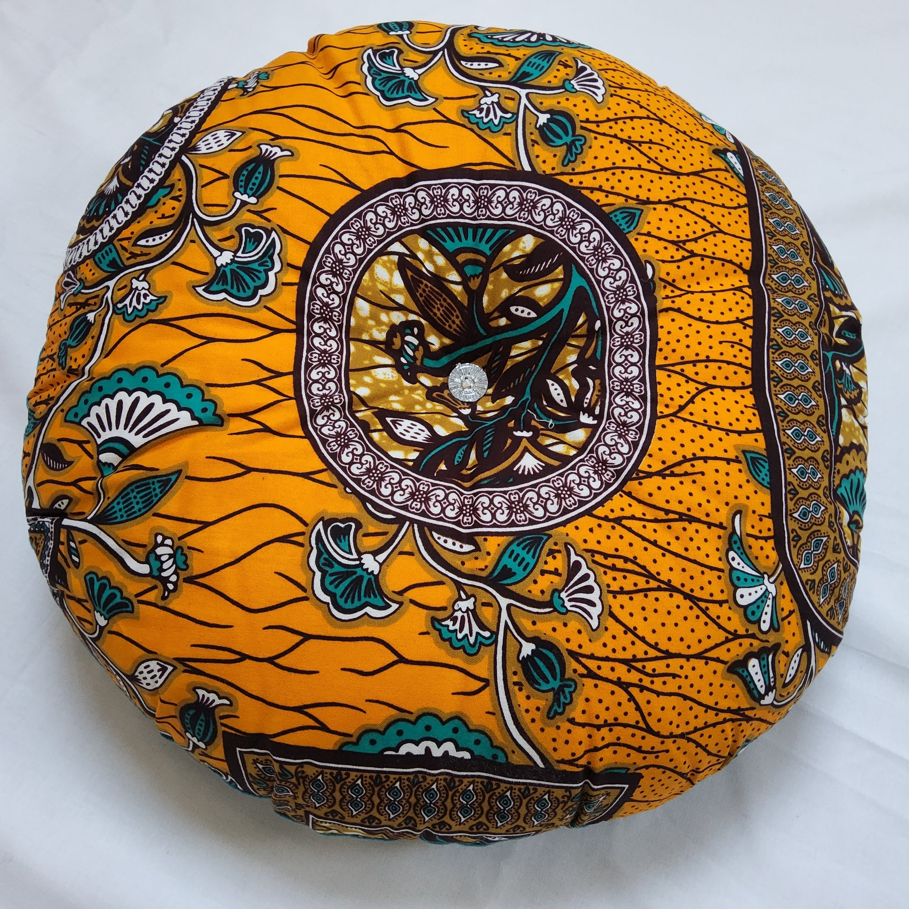 AfroBrit Fusion 50x50cm square cushion featuring vibrant Ankara fabric and luxurious velvet finish, perfect for home decor.