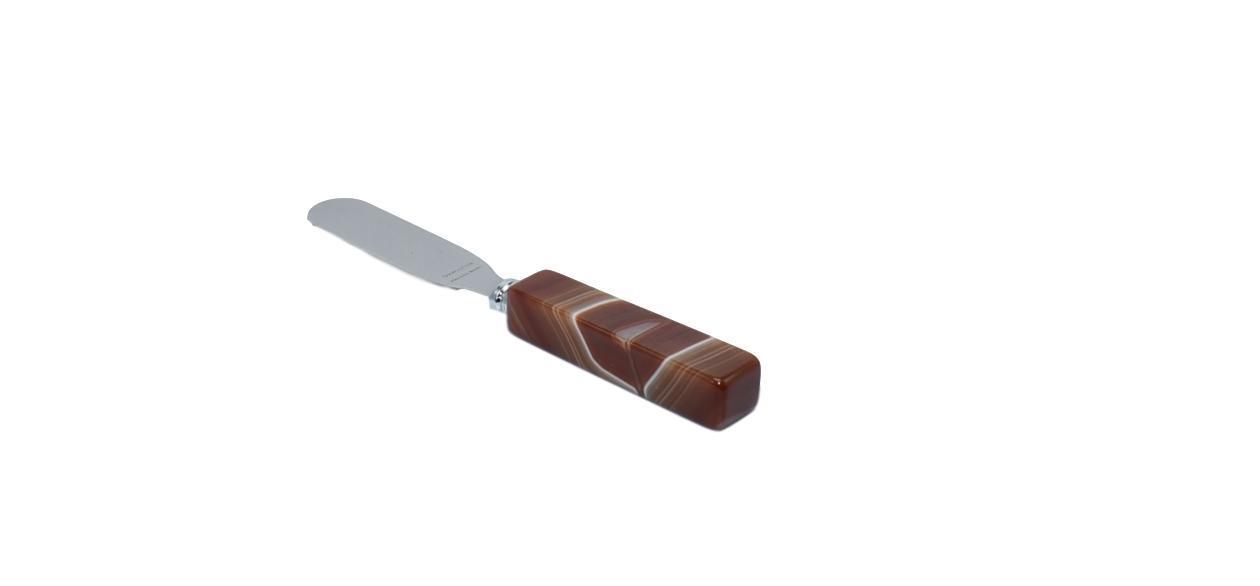 Elegant Agate Cheese Spreader with natural stone design, perfect for charcuterie displays.