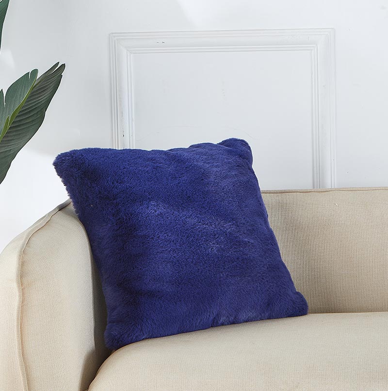 Agnes Luxury Navy Blue Chinchilla Faux Fur Pillow showcasing plush texture and vibrant color, perfect for modern decor.