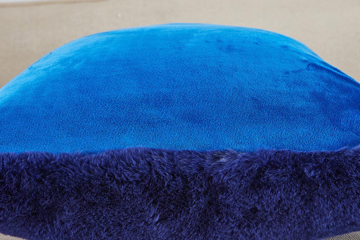 Agnes Luxury Navy Blue Chinchilla Faux Fur Pillow showcasing plush texture and vibrant color, perfect for modern decor.