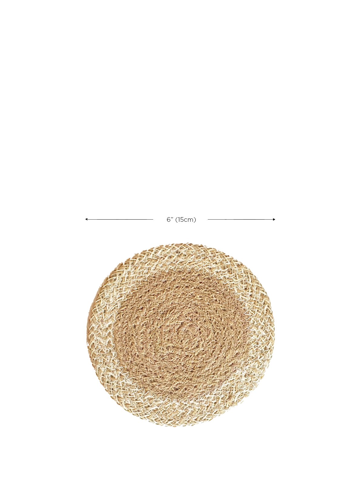 Set of 4 handmade jute coasters, natural and white, perfect for protecting surfaces and adding decor.