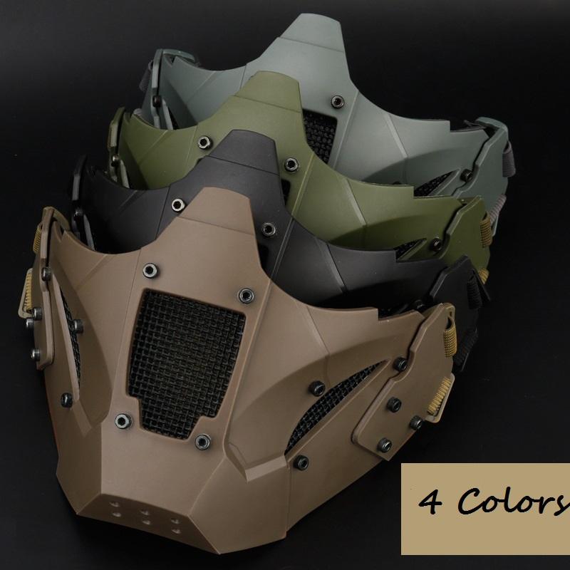 Airsoft AR15 tactical paintball accessories including a half face mask in various colors for hunting protection.