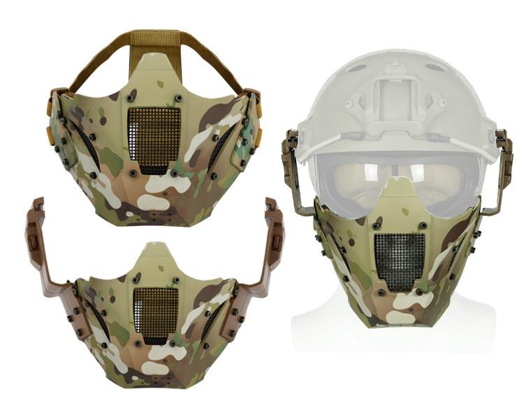 Airsoft AR15 tactical paintball accessories including a half face mask in various colors for hunting protection.