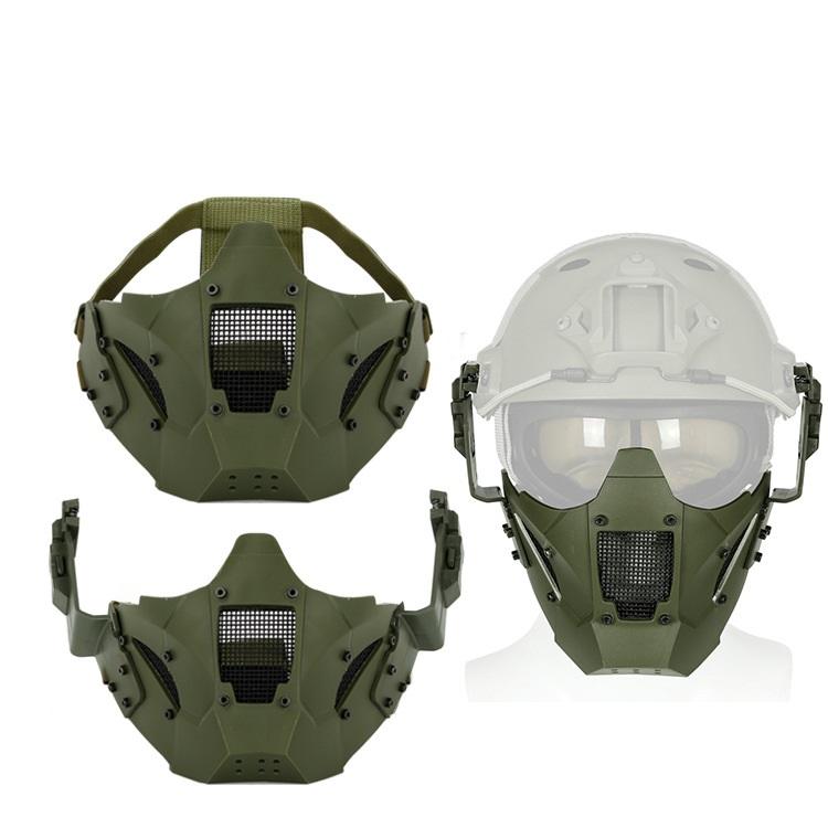 Airsoft AR15 tactical paintball accessories including a half face mask in various colors for hunting protection.