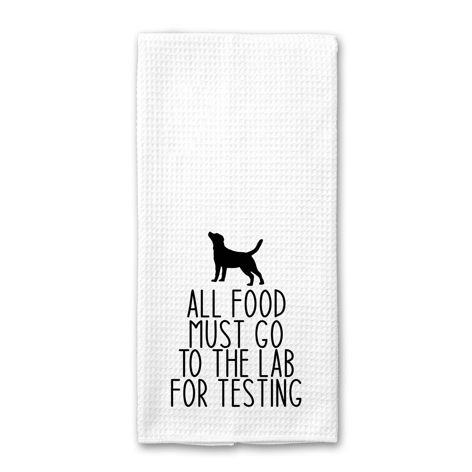 All Food To Lab Kitchen Towel in vibrant colors, showcasing its absorbent microfiber material and decorative design.