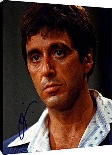 Al Pacino autograph replica print canvas wall art, showcasing a printed signature on a stylish canvas background.