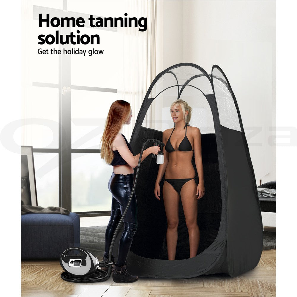 Alba Spray Tan Machine Kit including HVLP spray gun and pop-up tent, designed for home tanning.