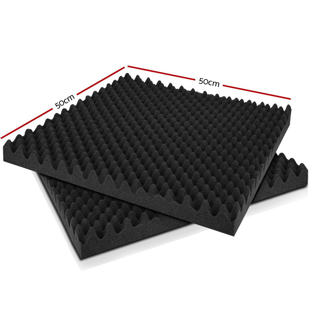 A set of 20 black Alpha Acoustic Foam Panels with an eggshell design, ideal for sound absorption in studios and home theatres.