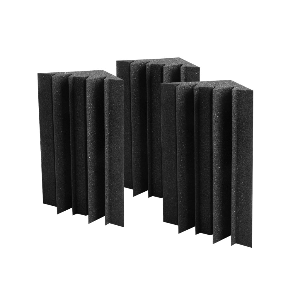 Alpha 40pcs Studio Acoustic Foam Corner Bass Trap in black, designed for sound absorption and noise reduction in recording studios and home theatres.