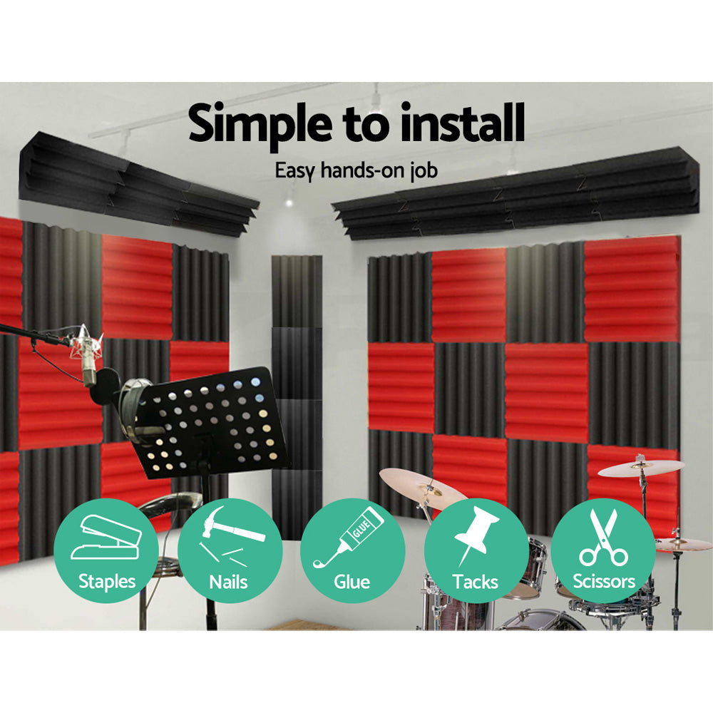 Alpha 40pcs Studio Acoustic Foam Corner Bass Trap in black, designed for sound absorption and noise reduction in recording studios and home theatres.