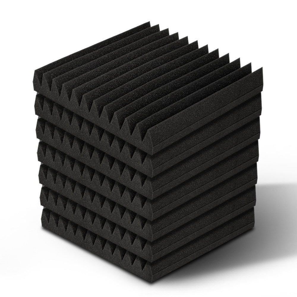 Alpha 60pcs Acoustic Foam Panels in black, featuring a 12-tooth wedge design for effective sound absorption and noise reduction.