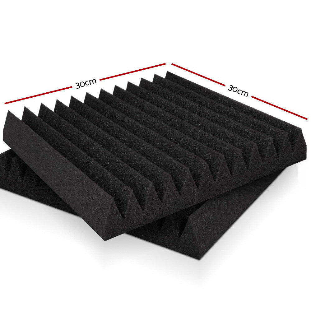 Alpha 60pcs Acoustic Foam Panels in black, featuring a 12-tooth wedge design for effective sound absorption and noise reduction.