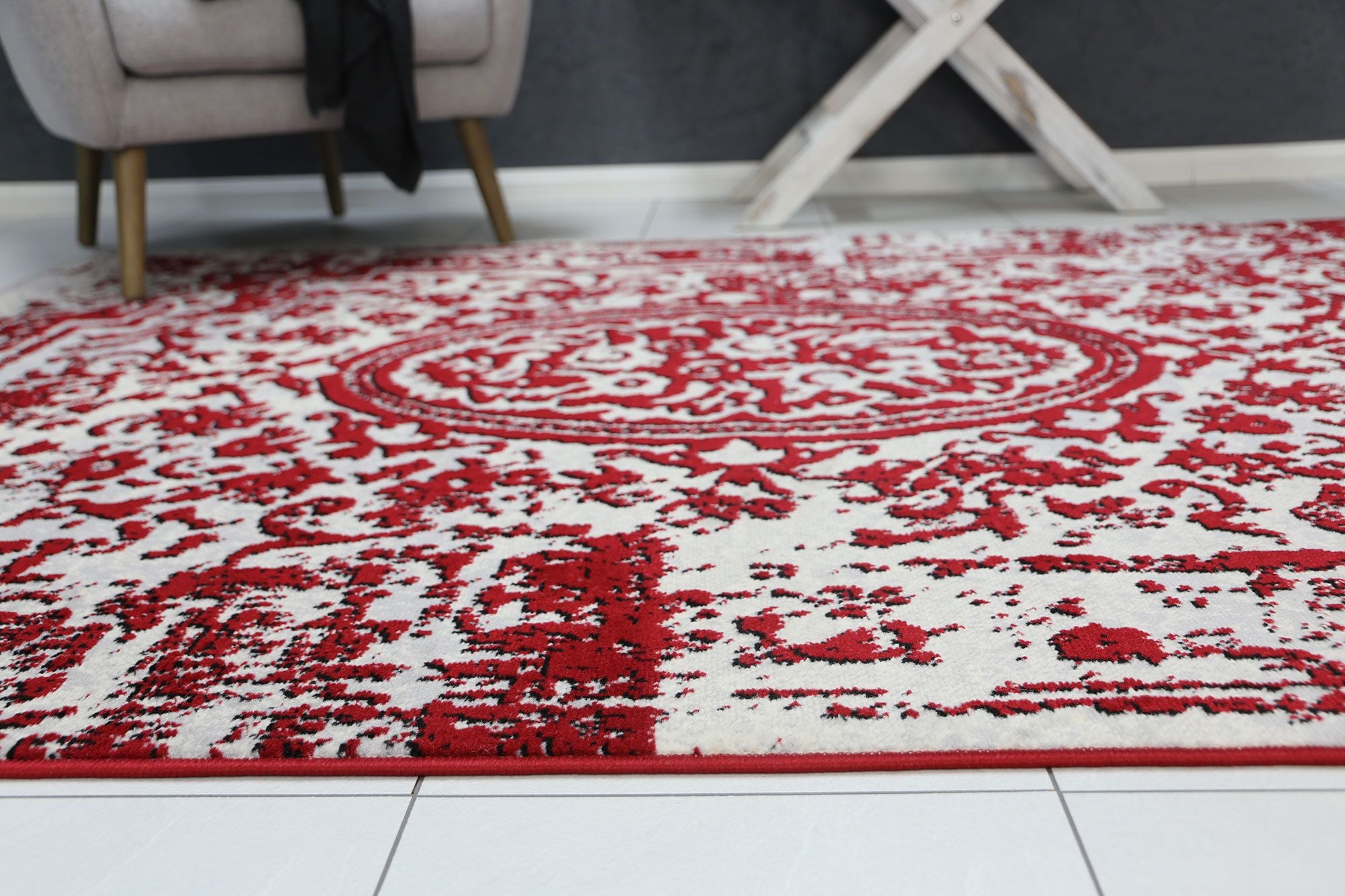 Allure Classic Vintage Red Rug measuring 80x300 cm, featuring a rich red color and intricate vintage design, perfect for enhancing indoor spaces.