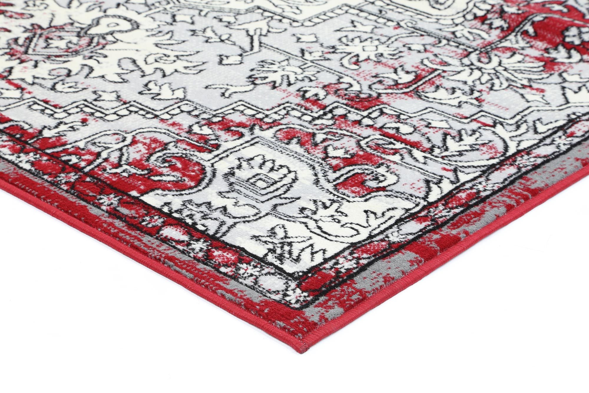 Allure Distressed Vintage Grey Red Rug measuring 200x290 cm, featuring a stylish vintage design with a soft texture.