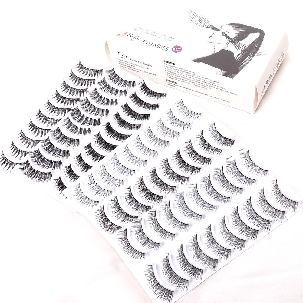 A box containing 60 pairs of beautiful synthetic eyelashes, showcasing various styles and curls, perfect for enhancing eye makeup.