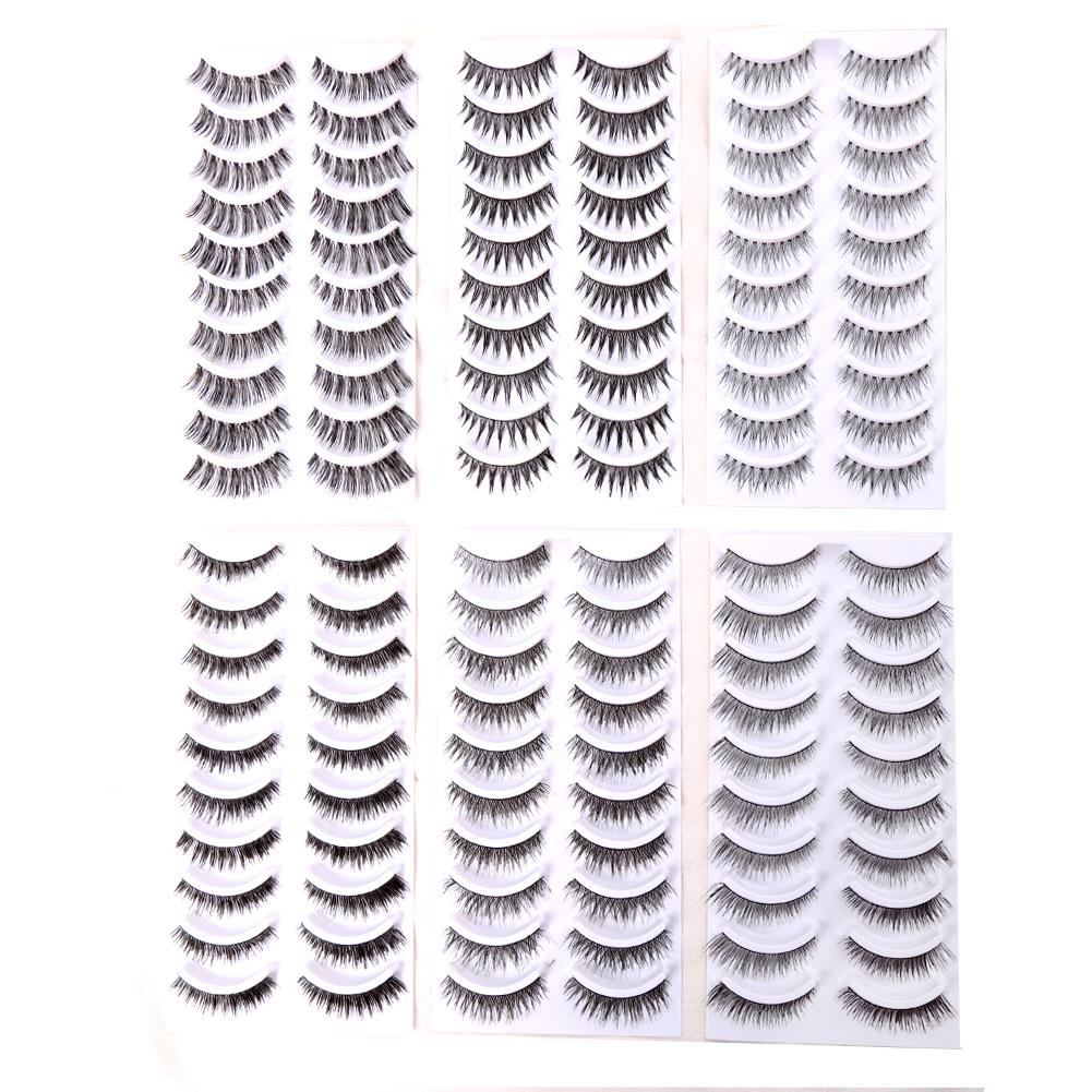 A box containing 60 pairs of beautiful synthetic eyelashes, showcasing various styles and curls, perfect for enhancing eye makeup.