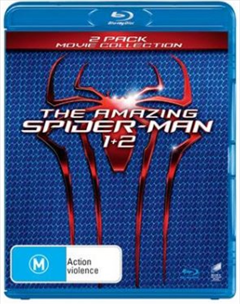 Blu-ray collection of The Amazing Spider-Man and The Amazing Spider-Man 2 featuring Andrew Garfield and Emma Stone.