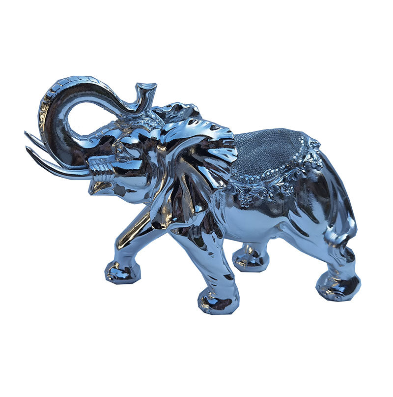 Ambrose Chrome Plated Happy Elephant figurine with crystal embellishments, elegantly designed for home and office decor.