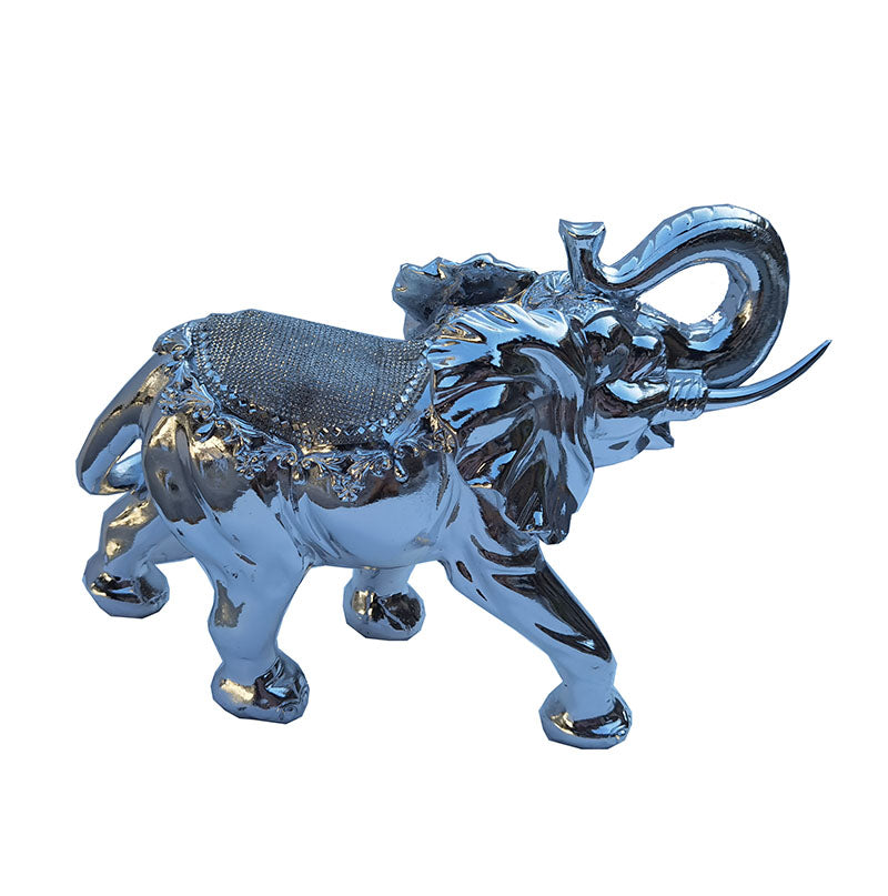 Ambrose Chrome Plated Happy Elephant figurine with crystal embellishments, elegantly designed for home and office decor.