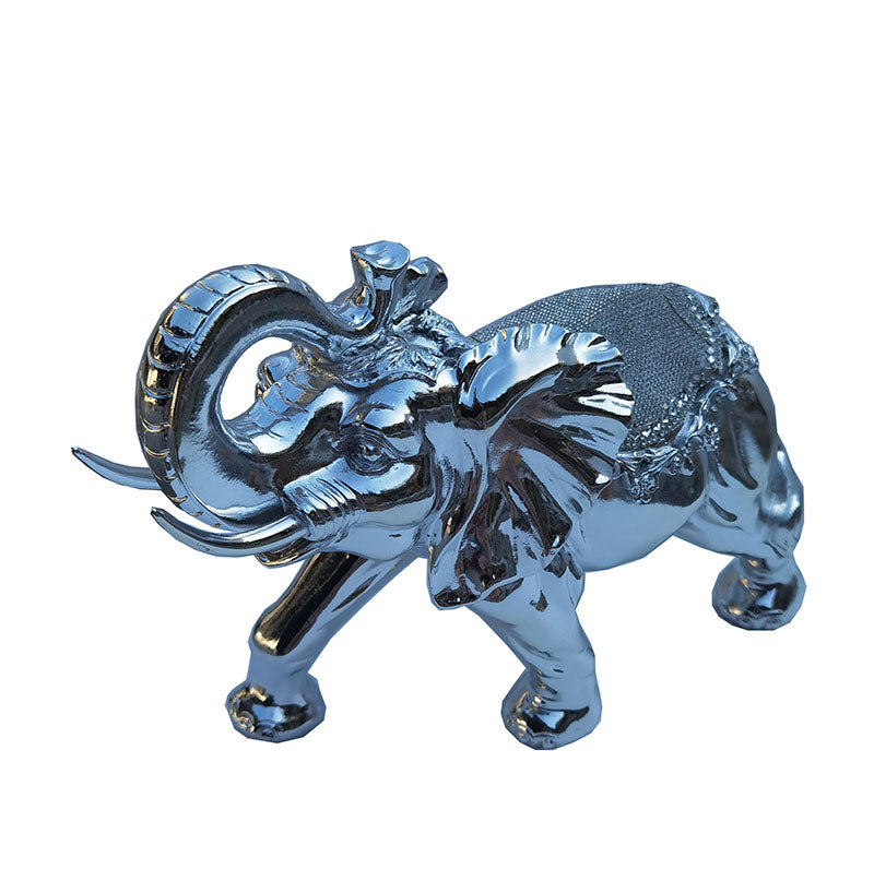 Ambrose Chrome Plated Happy Elephant figurine with crystal embellishments, elegantly designed for home and office decor.