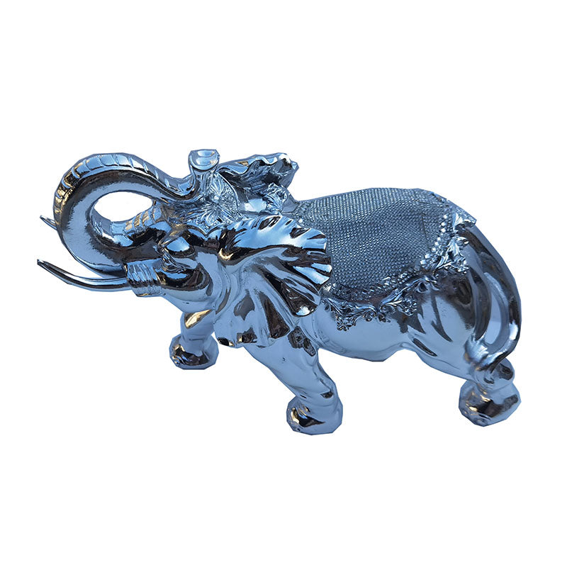 Ambrose Chrome Plated Happy Elephant figurine with crystal embellishments, elegantly designed for home and office decor.