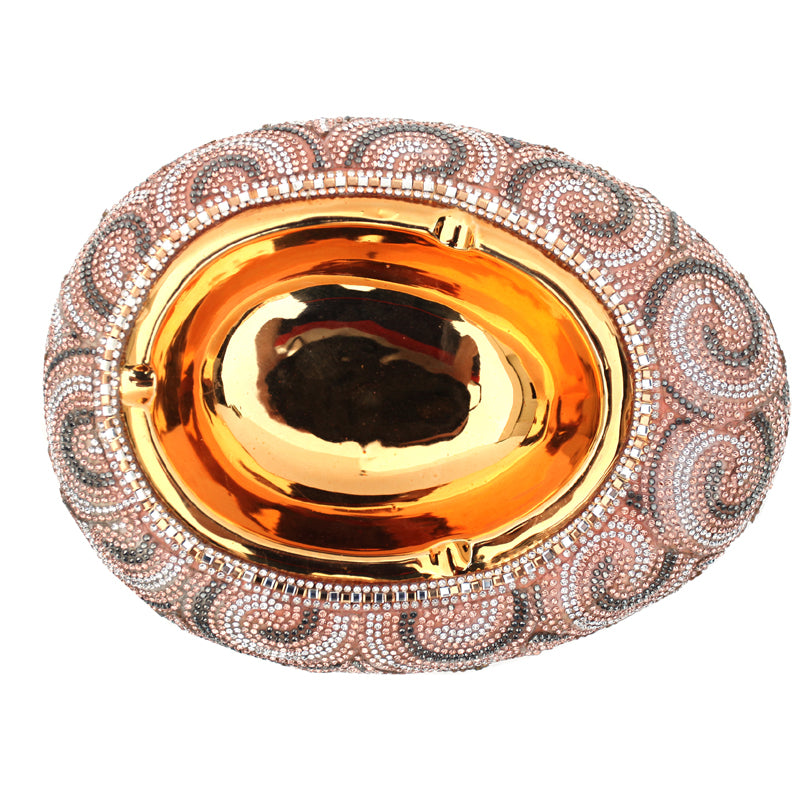 Ambrose Gold Plated Crystal Embellished Ceramic Ashtray showcasing its luxurious design and crystal details.