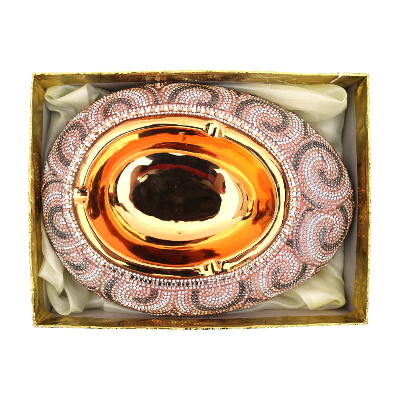 Ambrose Gold Plated Crystal Embellished Ceramic Ashtray showcasing its luxurious design and crystal details.