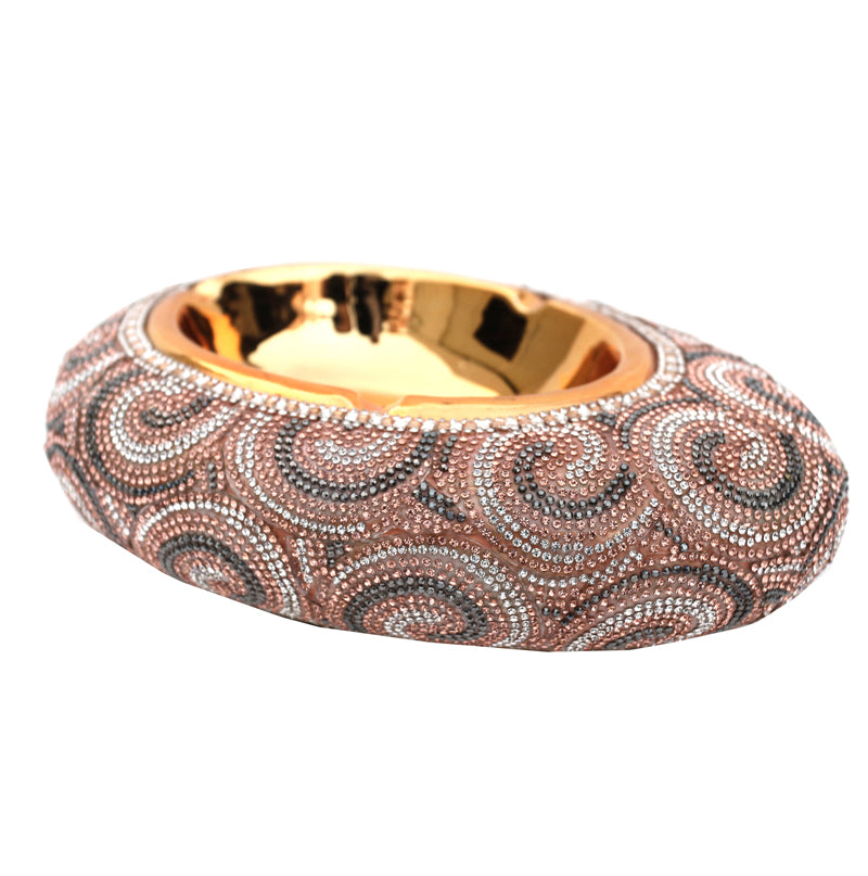 Ambrose Gold Plated Crystal Embellished Ceramic Ashtray showcasing its luxurious design and crystal details.