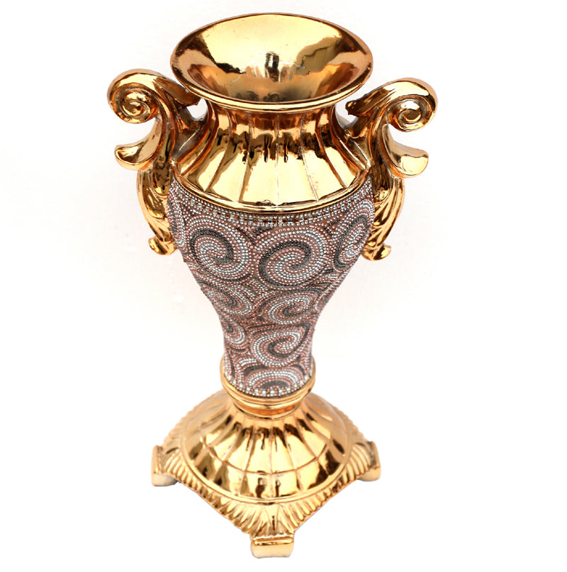 Ambrose Gold Plated Ceramic Vase with Crystal Embellishments, elegantly designed for home decor.