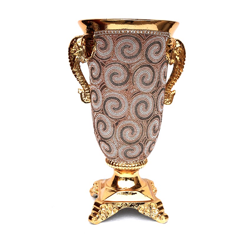 Ambrose Gold Plated Crystal Embellished Ceramic Vase showcasing its elegant design and sparkling details.