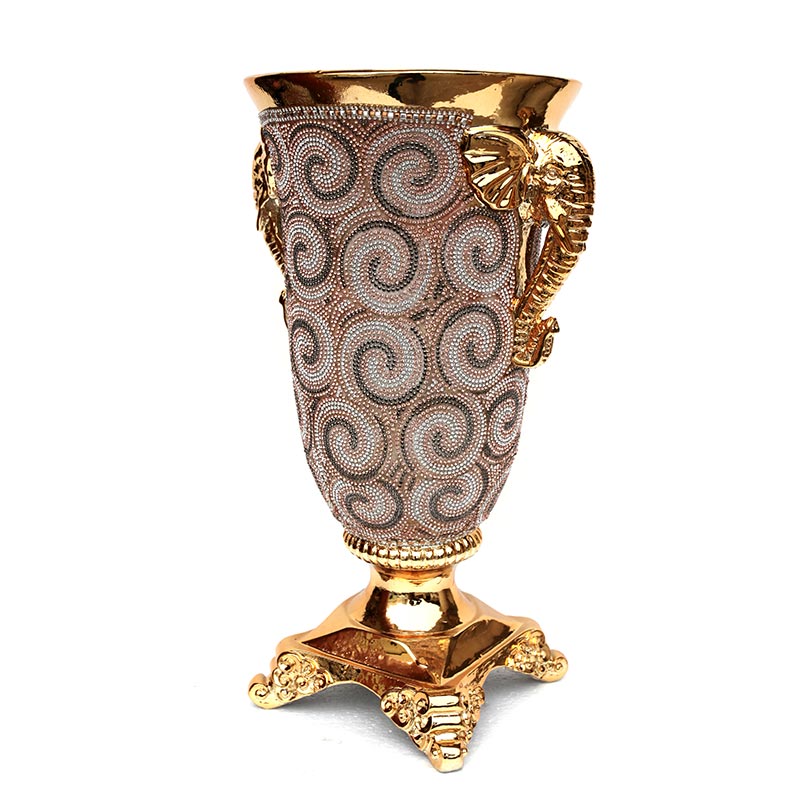 Ambrose Gold Plated Crystal Embellished Ceramic Vase showcasing its elegant design and sparkling details.