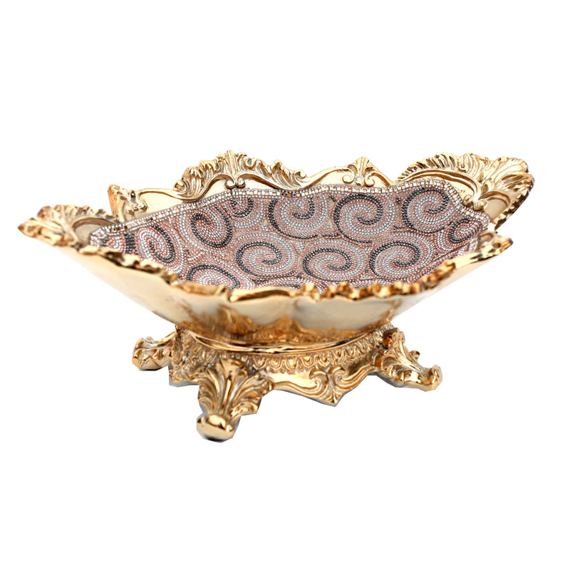 Ambrose Gold Plated Crystal Embellished Floral Ceramic Plate showcasing intricate floral designs and sparkling crystals.