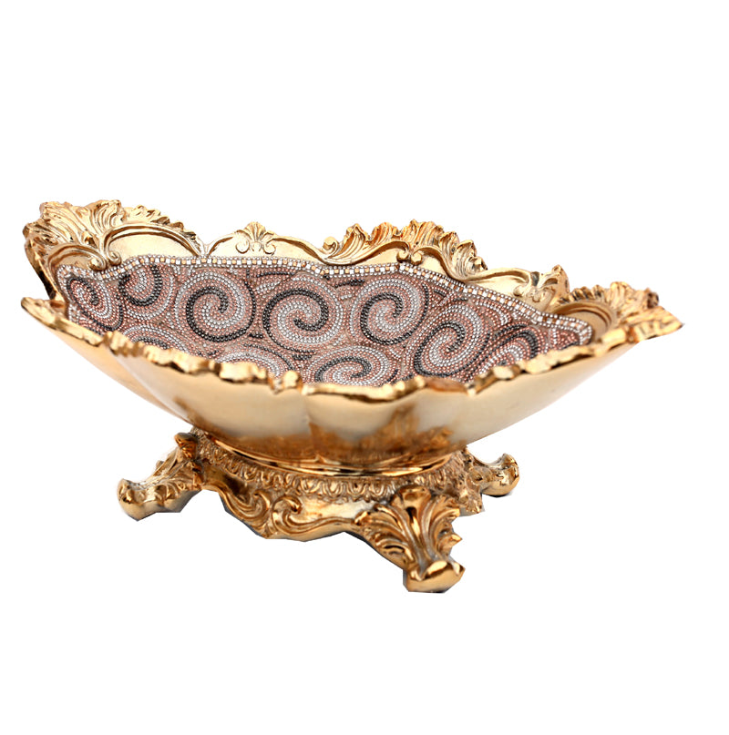 Ambrose Gold Plated Crystal Embellished Floral Ceramic Plate showcasing intricate floral designs and sparkling crystals.