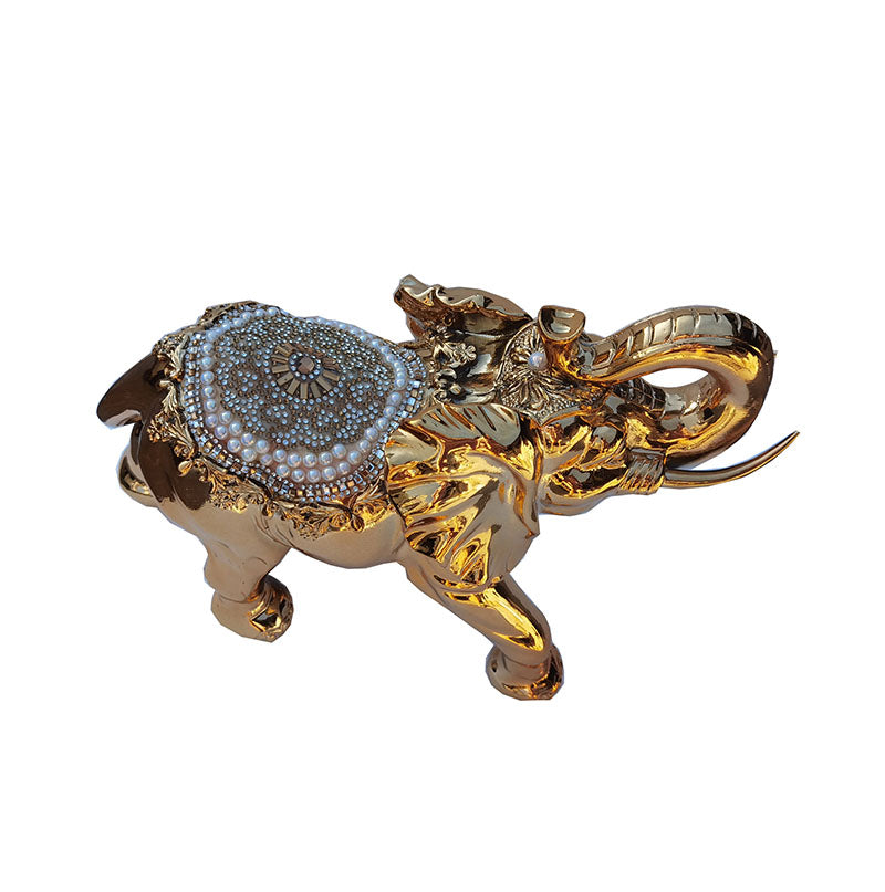 Ambrose Gold Plated Happy Elephant figurine with crystal embellishments, elegantly designed for home and office decor.