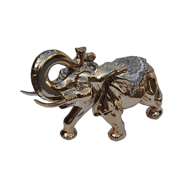 Ambrose Gold Plated Happy Elephant figurine with crystal embellishments, elegantly designed for home and office decor.