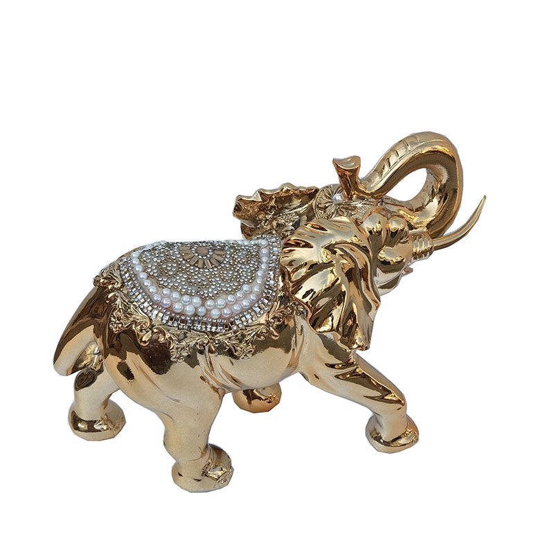 Ambrose Gold Plated Happy Elephant figurine with crystal embellishments, elegantly designed for home and office decor.