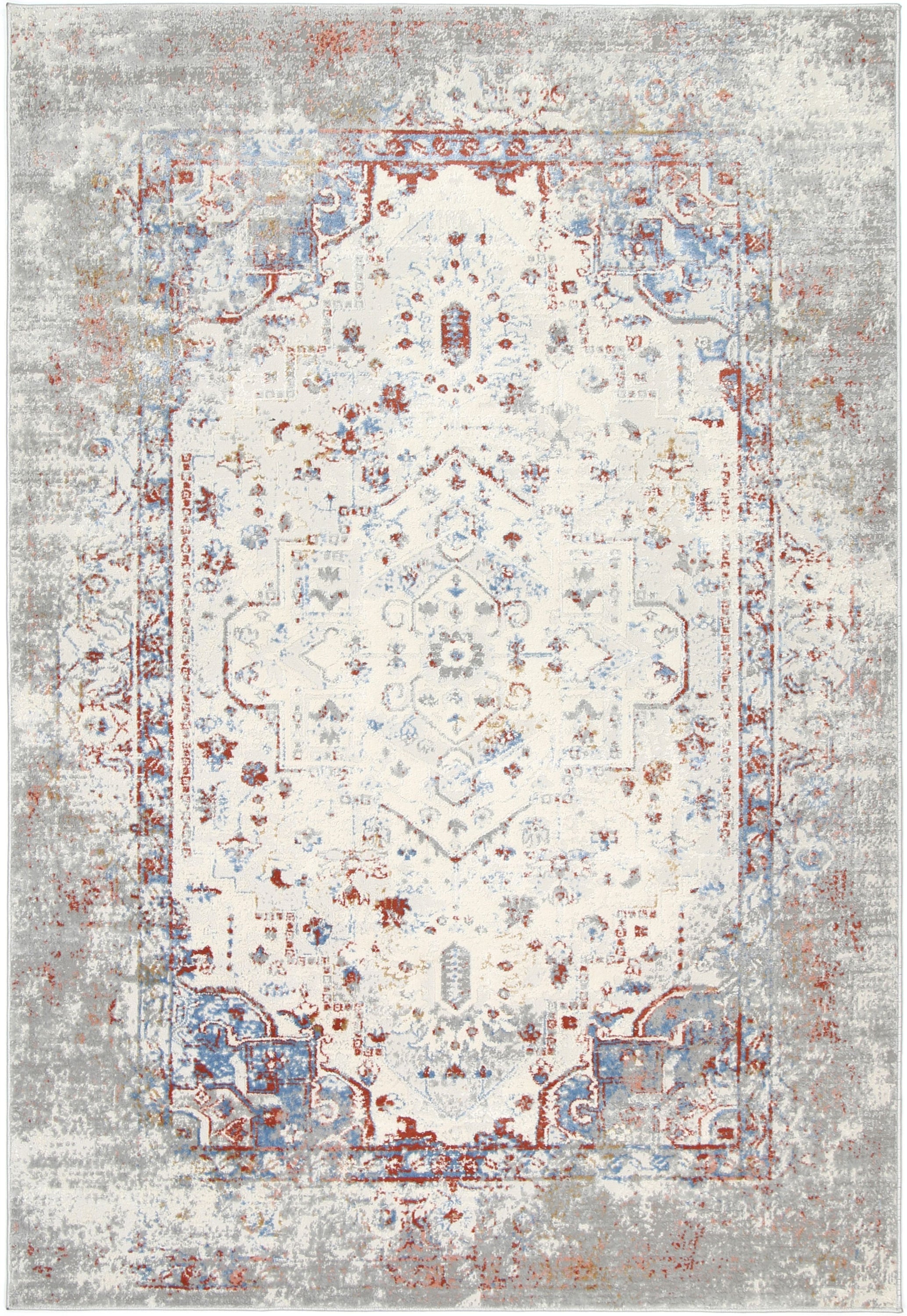 Amelia Grey Multi Contemporary Rug 160x230 cm featuring abstract designs in grey tones, perfect for modern home decor.