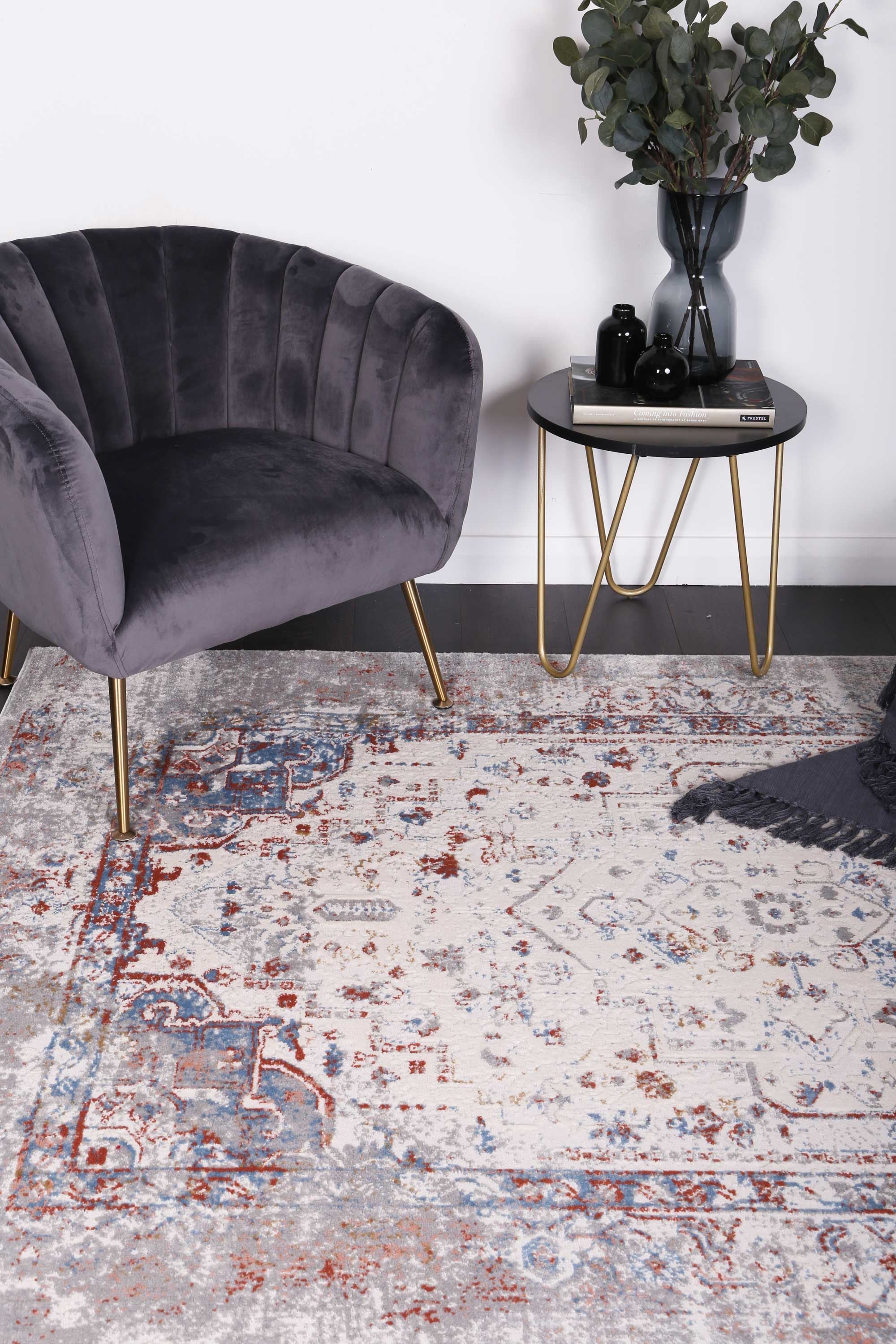 Amelia Grey Multi Contemporary Rug 160x230 cm featuring abstract designs in grey tones, perfect for modern home decor.