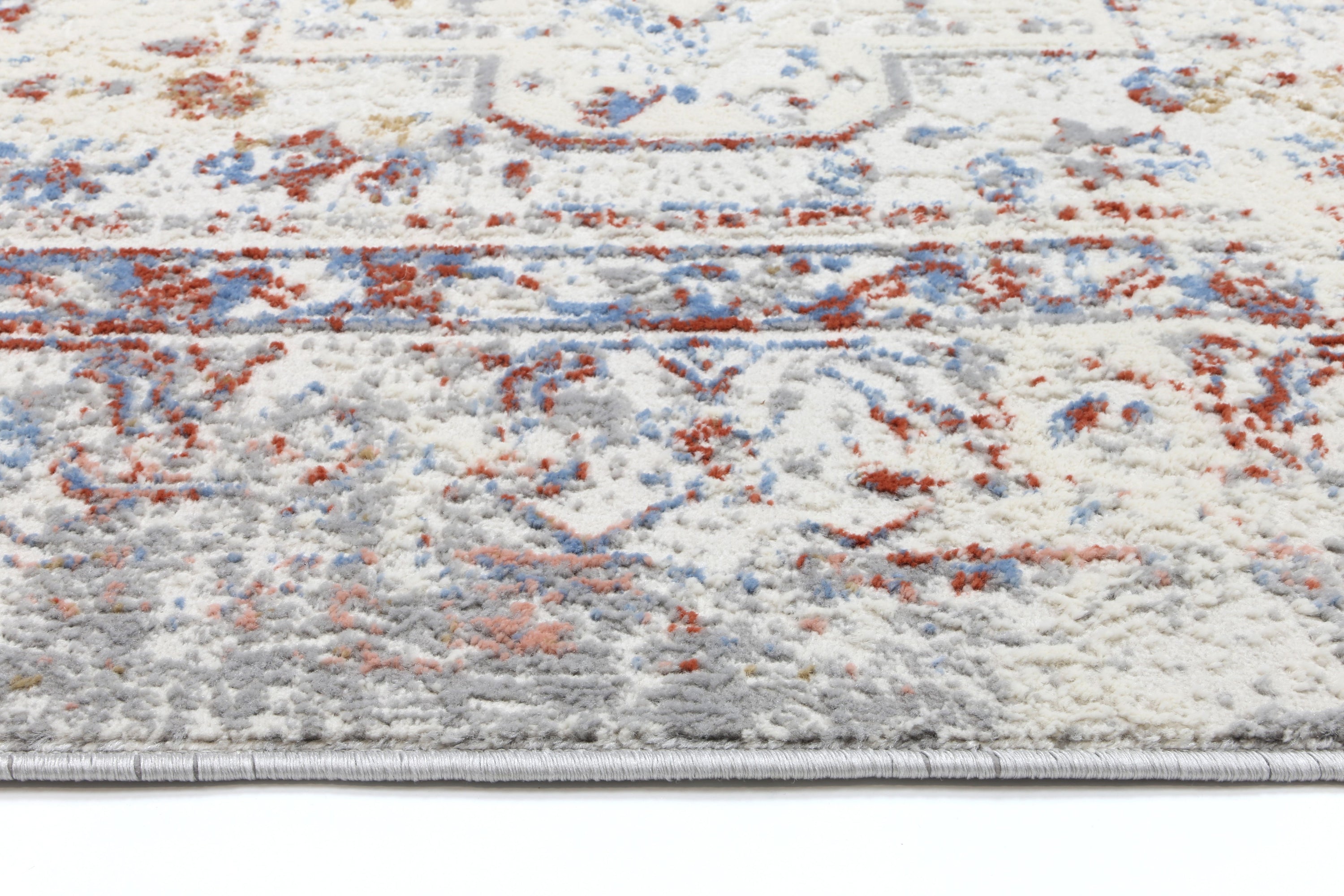 Amelia Grey Multi Contemporary Rug 160x230 cm featuring abstract designs in grey tones, perfect for modern home decor.